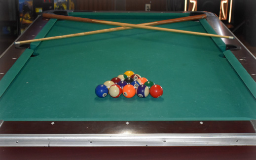 Pool table racked